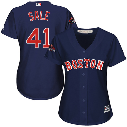 Boston Red Sox #41 Chris Sale Navy Blue Alternate 2018 World Series Champions Women's Stitched Jersey Womens