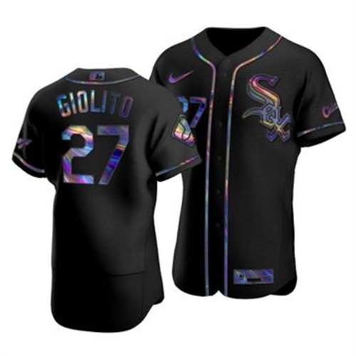 Chicago Chicago White Sox #27 Lucas Giolito Men's Iridescent Holographic Collection Jersey - Black Men's