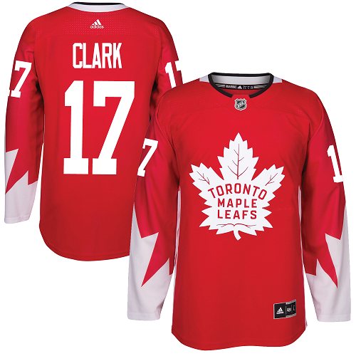 Adidas Maple Toronto Maple Leafs #17 Wendel Clark Red Team Canada Authentic Stitched Youth Jersey Youth