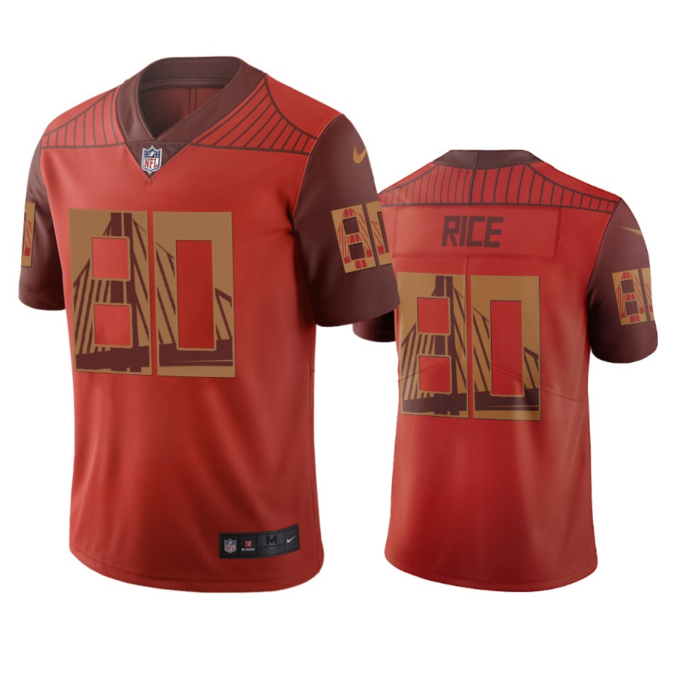 San Francisco 49ers #80 Jerry Rice Orange Vapor Limited City Edition Jersey