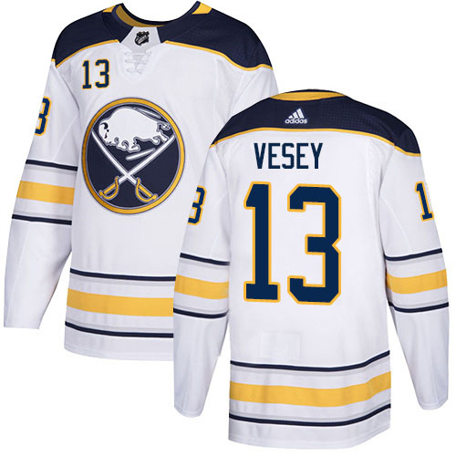 Adidas Buffalo Sabres #13 Jimmy Vesey White Road Authentic Stitched Jersey Men's
