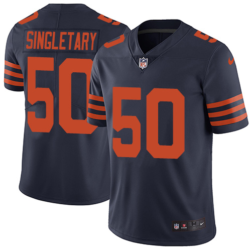 Bears #50 Mike Singletary Navy Blue Alternate Men's Stitched Vapor Untouchable Limited Jersey
