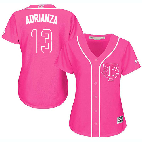 Minnesota Twins #13 Ehire Adrianza Pink Fashion Women's Stitched Jersey Womens