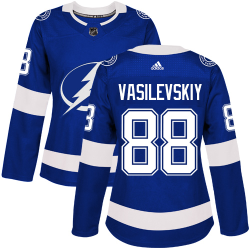 Adidas Tampa Bay Lightning #88 Andrei Vasilevskiy Blue Home Authentic Women's Stitched Jersey Womens