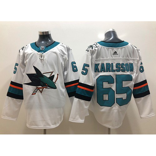 Adidas San Jose Sharks #65 Erik Karlsson White Road Authentic Stitched Jersey Men's