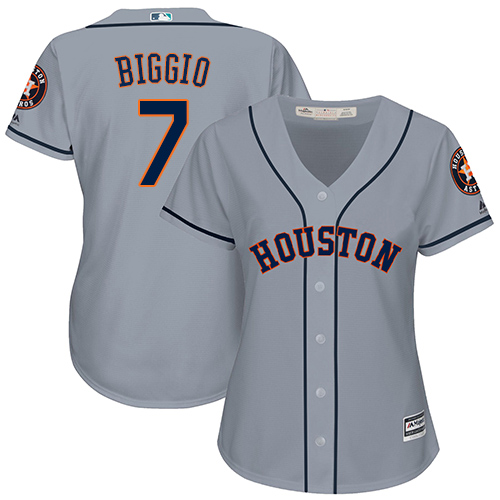 Houston Astros #7 Craig Biggio Grey Road Women's Stitched Jersey Womens