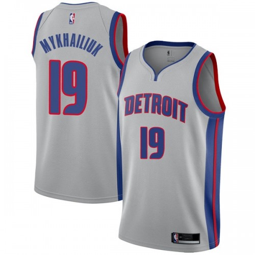 Detroit Pistons #19 Sviatoslav Mykhailiuk Silver Swingman Statement Edition Jersey Mens