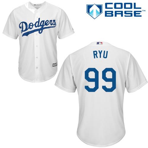 Los Angeles Dodgers #99 Hyun-Jin Ryu White Cool Base Stitched Youth Jersey Youth