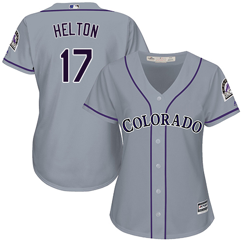 Colorado Rockies #17 Todd Helton Grey Road Women's Stitched Jersey Womens