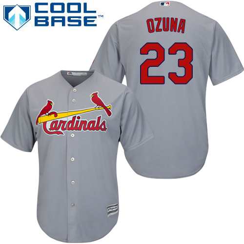 St.Louis Cardinals #23 Marcell Ozuna Grey Cool Base Stitched Youth Jersey Youth