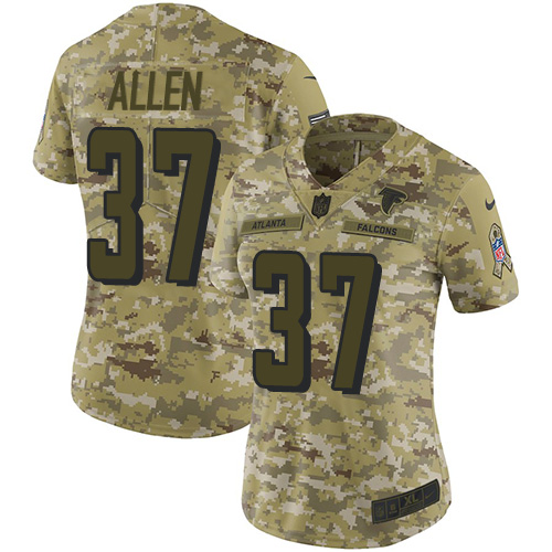 Atlanta Falcons #37 Ricardo Allen Camo Women's Stitched Limited 2018 Salute to Service Jersey Womens
