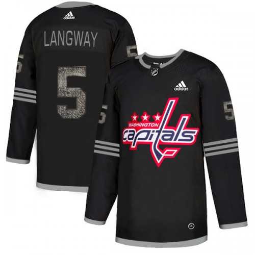 Adidas Washington Capitals #5 Rod Langway Black Authentic Classic Stitched Jersey Men's