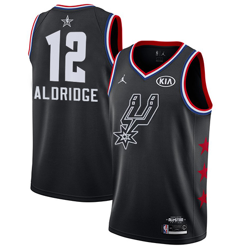 San Antonio Spurs #12 LaMarcus Aldridge Black Jordan Swingman 2019 All-Star Game Jersey Mens