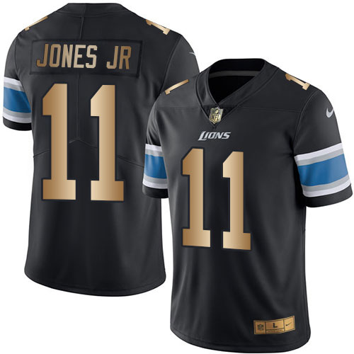Detroit Lions #11 Marvin Jones Jr Black Men's Stitched Limited Gold Rush Jersey Men's