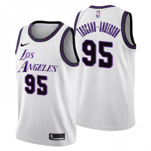 Los Angeles Lakers #95 Juan Toscano-Anderson Mens 2022-23 City Edition Jersey - Cherry Blossom White Mens