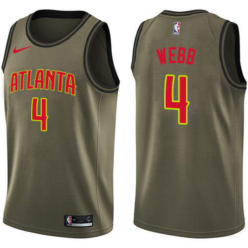 Atlanta Hawks #4 Spud Webb Green Salute to Service Youth Swingman Jersey Youth