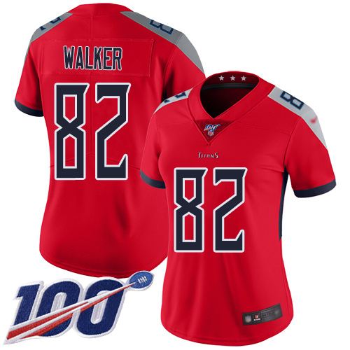 Tennessee Titans #82 Delanie Walker Red Women's Stitched Limited Inverted Legend 100th Season Jersey Womens