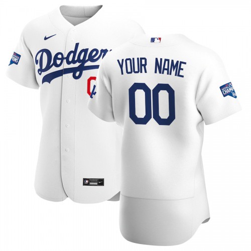 Los Angeles Dodgers Custom Men's White Home 2020 World Series Champions Authentic Player Jersey