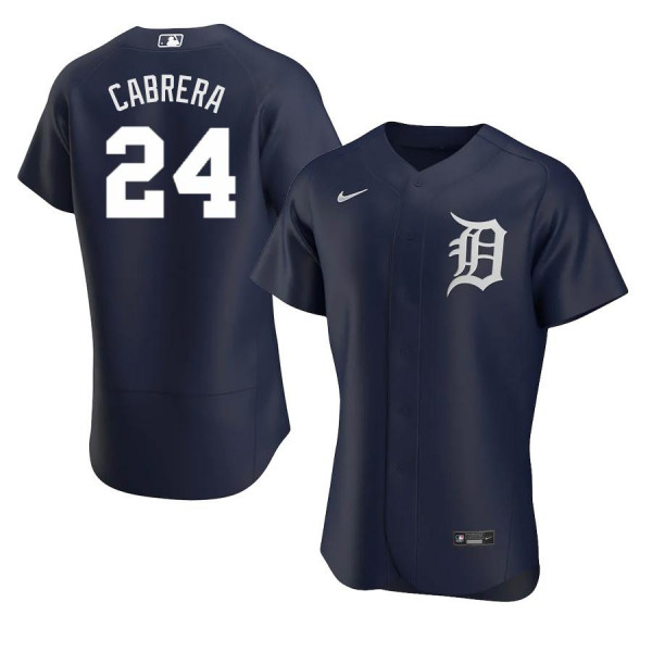 Men's Detroit Tigers 24 Authentic 2020 Navy Alternate Miguel Cabrera Jersey