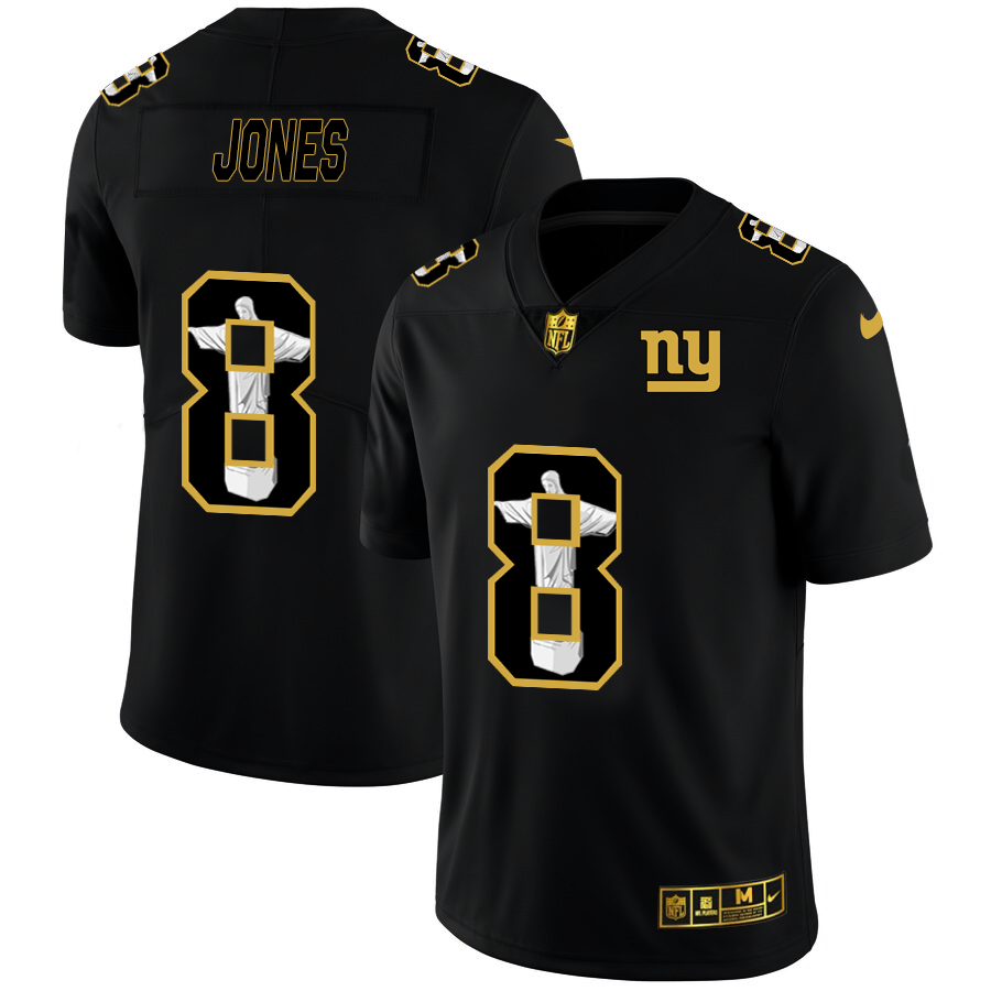 New York Giants #8 Daniel Jones Carbon Black Vapor Cristo Redentor Limited Jersey