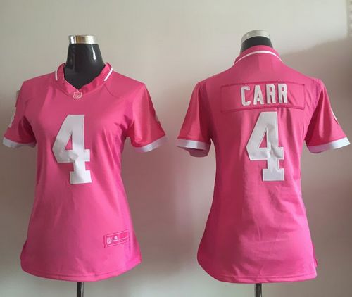 Raiders #4 Derek Carr Pink Women's Stitched Elite Bubble Gum Jersey