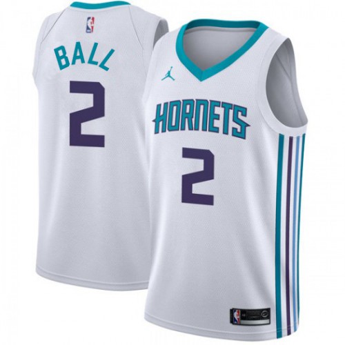 Charlotte Hornets #2 LaMelo Ball White Jordan Swingman Association Edition Jersey Mens