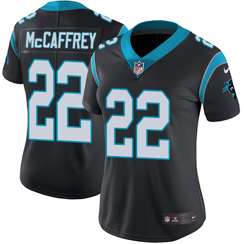 Carolina Panthers #22 Christian McCaffrey Black Team Color Women's Stitched Vapor Untouchable Limited Jersey Womens