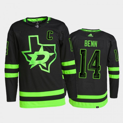 Adidas Dallas Stars #14 Jamie Benn Men's 2021-22 Alternate Authentic Jersey - Black Men's