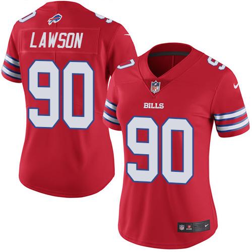 Buffalo Bills #90 Shaq Lawson Red Women's Stitched Limited Rush Jersey Womens