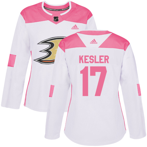Adidas Anaheim Ducks #17 Ryan Kesler White/Pink Authentic Fashion Women's Stitched Jersey Womens