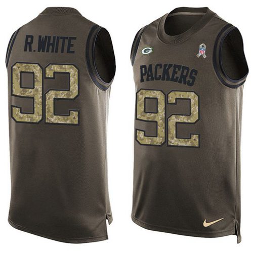 Packers #92 Reggie White Green Men's Stitched Limited Salute To Service Tank Top Jersey