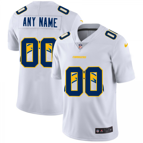 Los Angeles Chargers Custom White Men's Team Logo Dual Overlap Limited Jersey