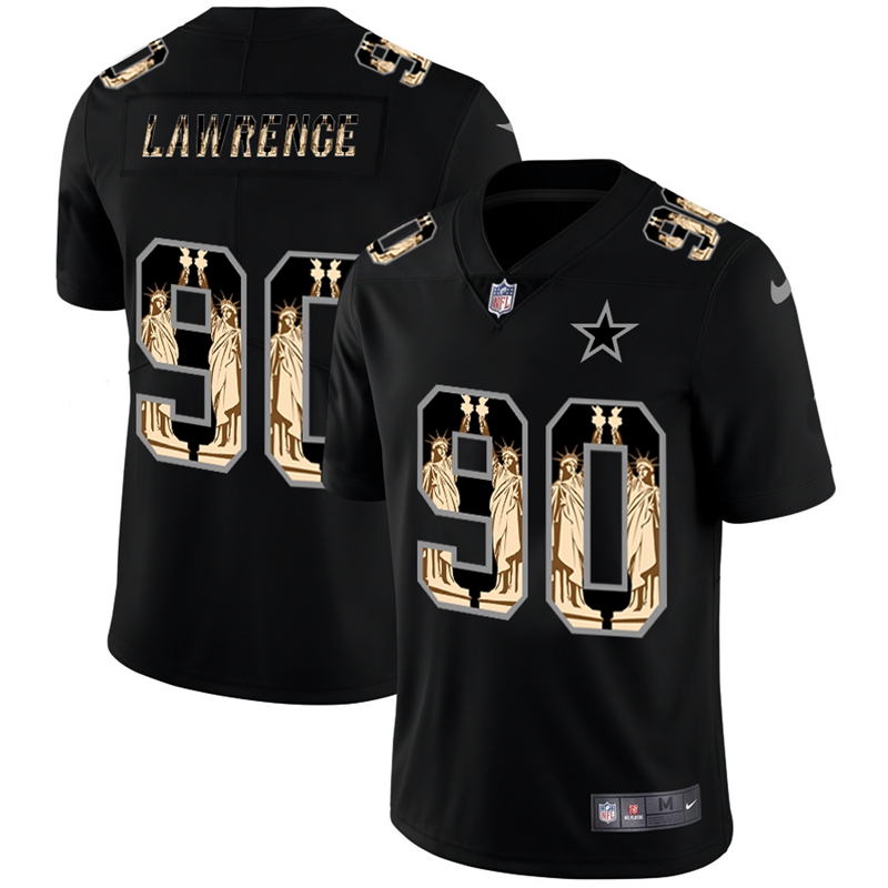 Dallas Cowboys #90 Demarcus Lawrence Carbon Black Vapor Statue Of Liberty Limited Jersey