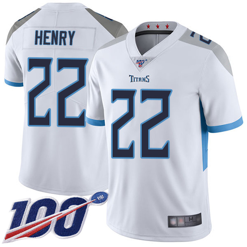 Titans #22 Derrick Henry White Men's Stitched 100th Season Vapor Limited Jersey