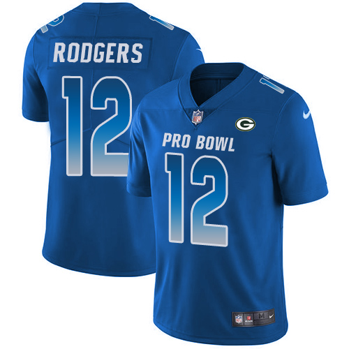 Packers #12 Aaron Rodgers Royal Youth Stitched Limited NFC 2019 Pro Bowl Jersey