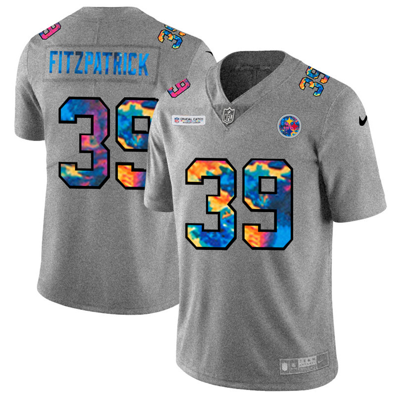 Pittsburgh Steelers #39 Minkah Fitzpatrick Men's Multi-Color 2020 Crucial Catch Jersey Greyheather
