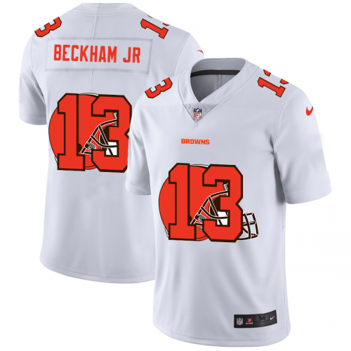 Cleveland Cleveland Browns #13 Odell Beckham Jr. White Men's Team Logo Dual Overlap Limited Jersey Men's