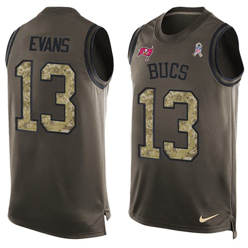 Buccaneers #13 Mike Evans Green Men's Stitched Limited Salute To Service Tank Top Jersey