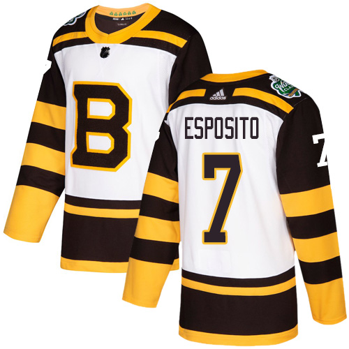 Adidas Boston Bruins #7 Phil Esposito White Authentic 2019 Winter Classic Stitched Jersey Men's