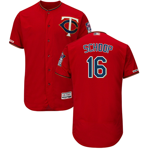 Minnesota Twins #16 Jonathan Schoop Red Flexbase Authentic Collection Stitched Jersey Men's