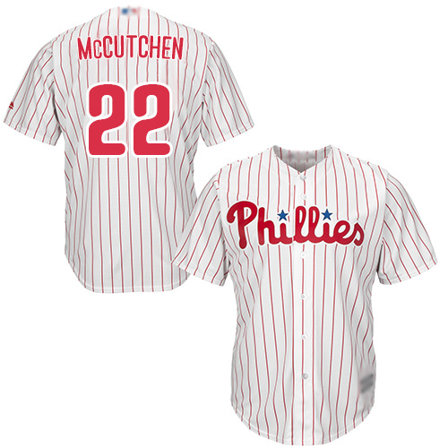 Philadelphia Phillies #22 Andrew McCutchen White(Red Strip) New Cool Base Stitched Jersey Men's