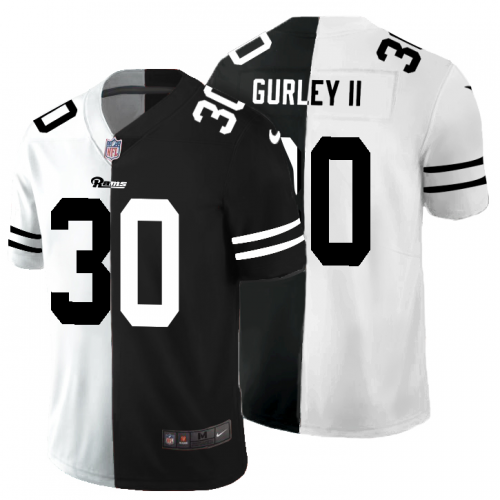 Los Angeles Los Angeles Rams #30 Todd Gurley II Men's Black V White Peace Split Vapor Untouchable Limited Jersey Men's