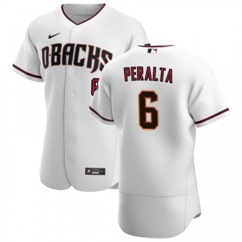 Arizona Arizona Diamondbacks #6 David Peralta Men's White Crimson Authentic Home Team Jersey Men's