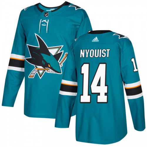 Adidas San Jose Sharks #14 Gustav Nyquist Teal Home Authentic Stitched Jersey Men's