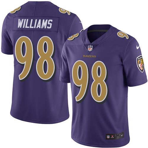 Baltimore Ravens #98 Brandon Williams Purple Men's Stitched Limited Rush Jersey Men's