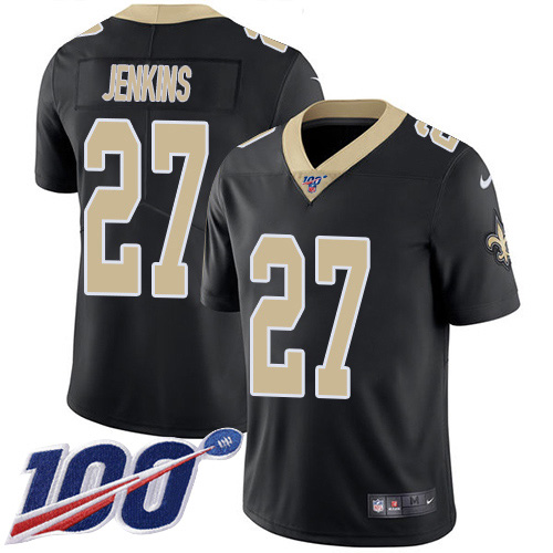 New Orleans Saints #27 Malcolm Jenkins Black Team Color Youth Stitched 100th Season Vapor Untouchable Limited Jersey Youth