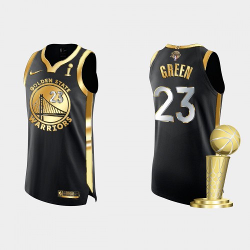 Golden State Golden State Warriors #23 Draymond Green Mens Golden Black 2021-22 Finals Champions Authentic Jersey Mens
