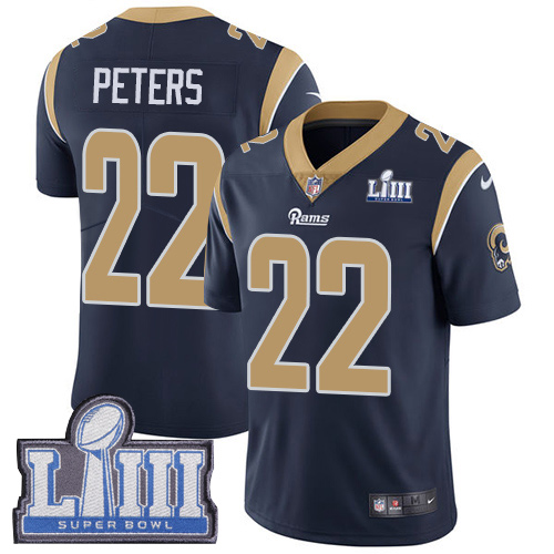 Los Angeles Rams #22 Marcus Peters Navy Blue Team Color Super Bowl LIII Bound Men's Stitched Vapor Untouchable Limited Jersey Men's