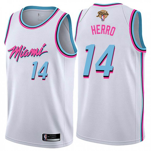 Heat #14 Tyler Herro White 2023 Finals Patch Swingman City Edition Jersey