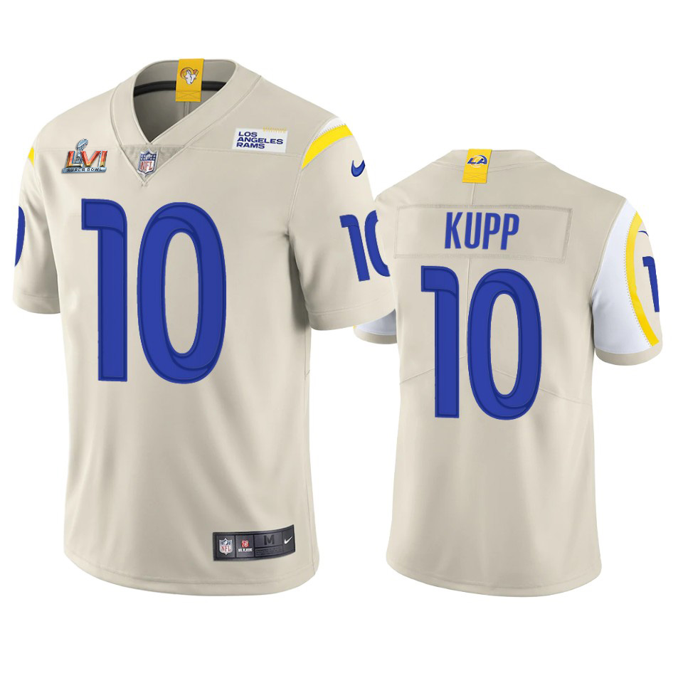 Los Angeles Rams #10 Cooper Kupp Men's Super Bowl LVI Patch Vapor Limited Jersey - Bone